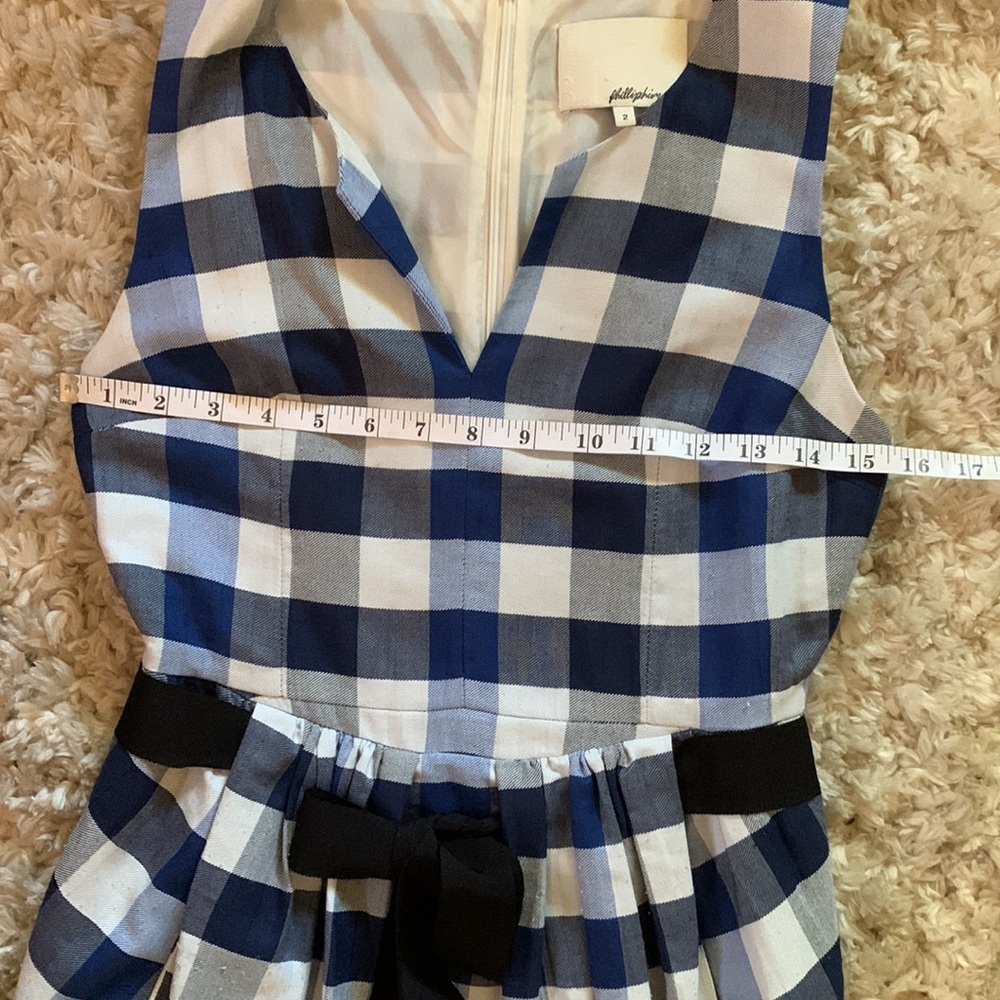 Blue and White Checkered Sleeveless Dress - Picture 9 of 10